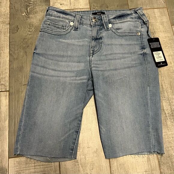 True Religion Riley Cut Off Bermuda Denim Long Jean Shorts Jort 27 4 - Picture 3 of 8